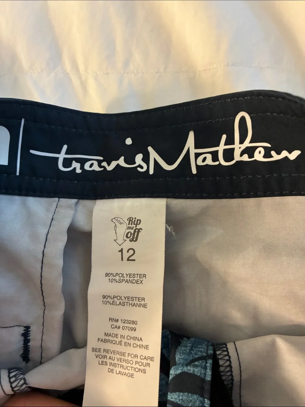 Boys TravisMathew Tropical Print Swim Trunks - Black with Blue & Red Palms sz 12